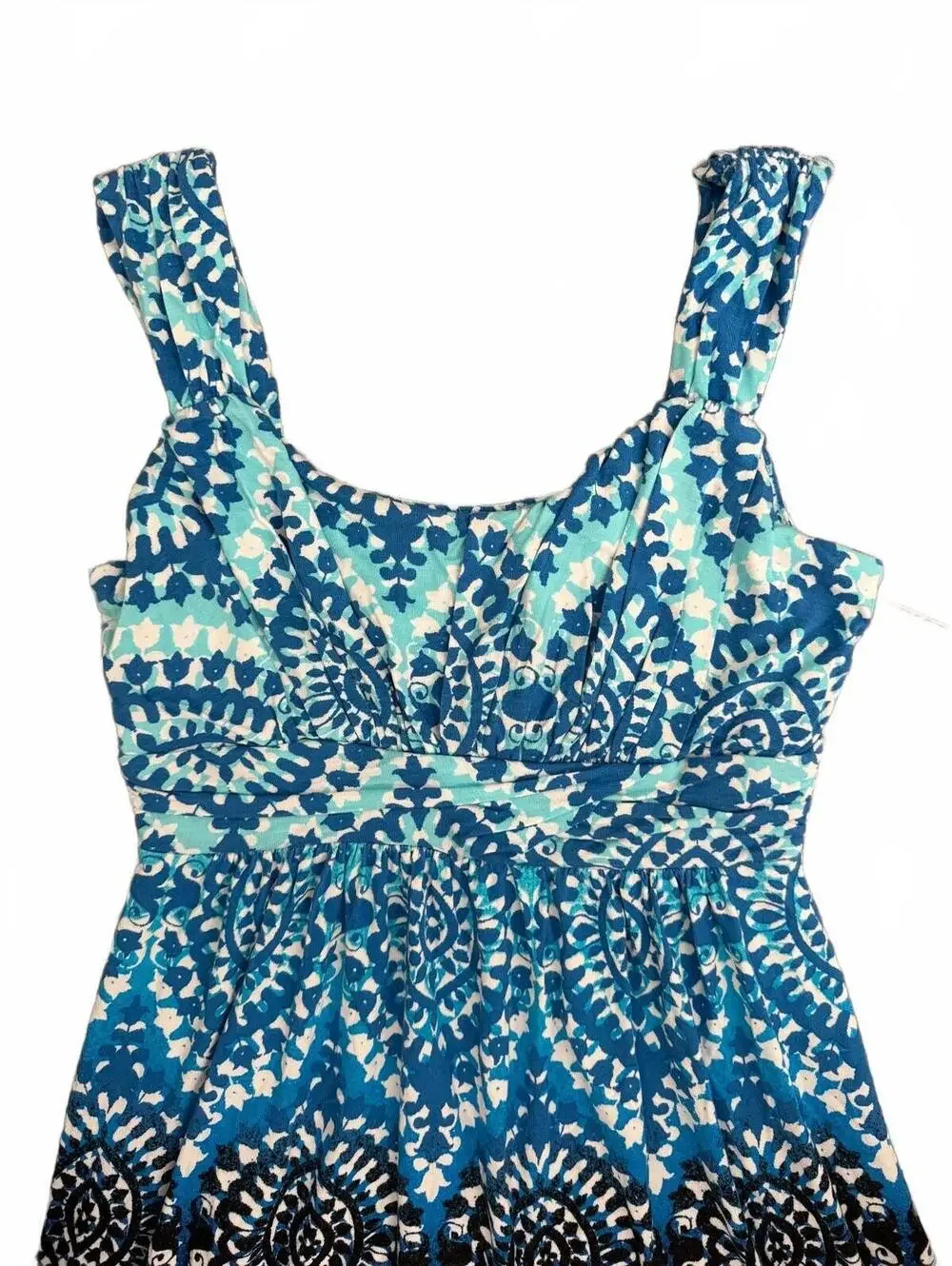 Style and Co. Macy's NEW Sundress Size PM MP Medium Petite Abstract Blue Casual